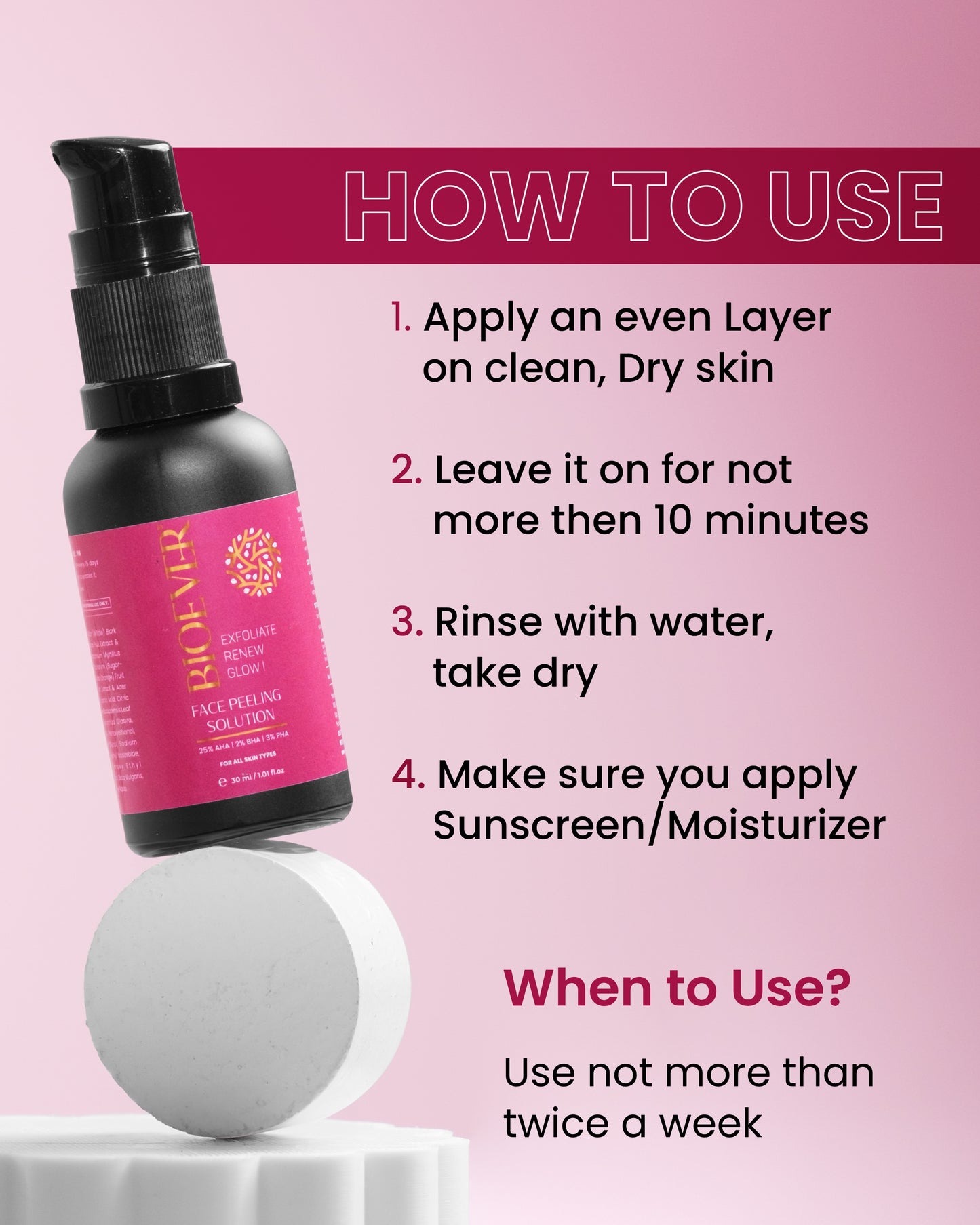 Bioever 25% AHA + 2% BHA + 3% PHA Peeling Solution – 10-Minute Facial for Glowing Skin – 30ml