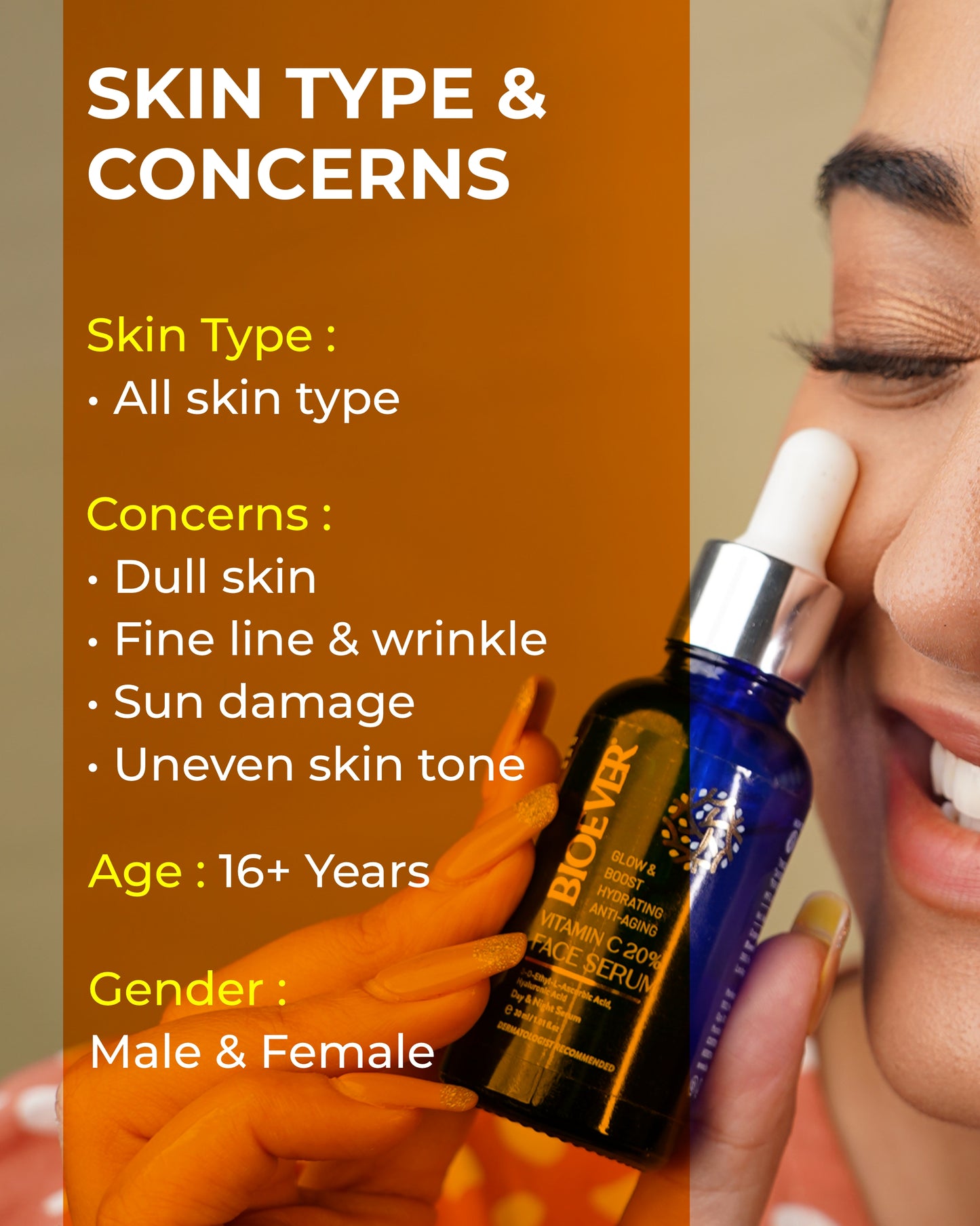 Bioever 20% Vitamin C Serum with Hyaluronic Acid, Niacinamide, Liquorice Extract for Glowing Skin, Hyperpigmentation & Dull Skin - 30ml
