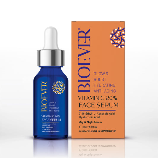 INCREASES COLLAGEN PRODUCTION             SOFT & SMOOTH SKIN  DIMINISHES AGE SPORT IMPROVES SKIN TON BRIGHTER, HEALTHER Bioever Glow and Boost Hydrating Anti Ageing Face Serum, Vitamin C (30 ml)