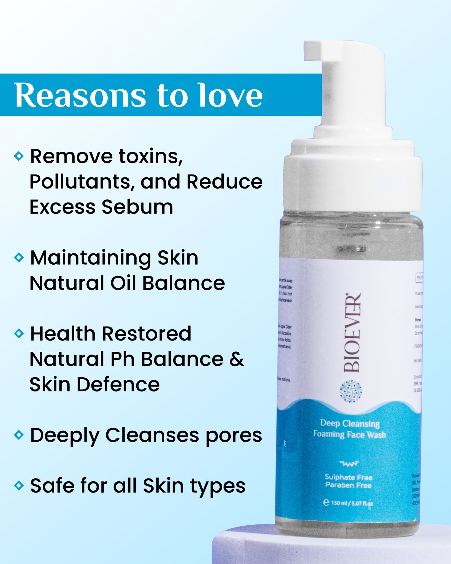 Apple Cider Vinegar Foaming Facewash with Salicylic Acid and Aloe Vera Extract for Deep Cleansing, All Skin Types - 150ml