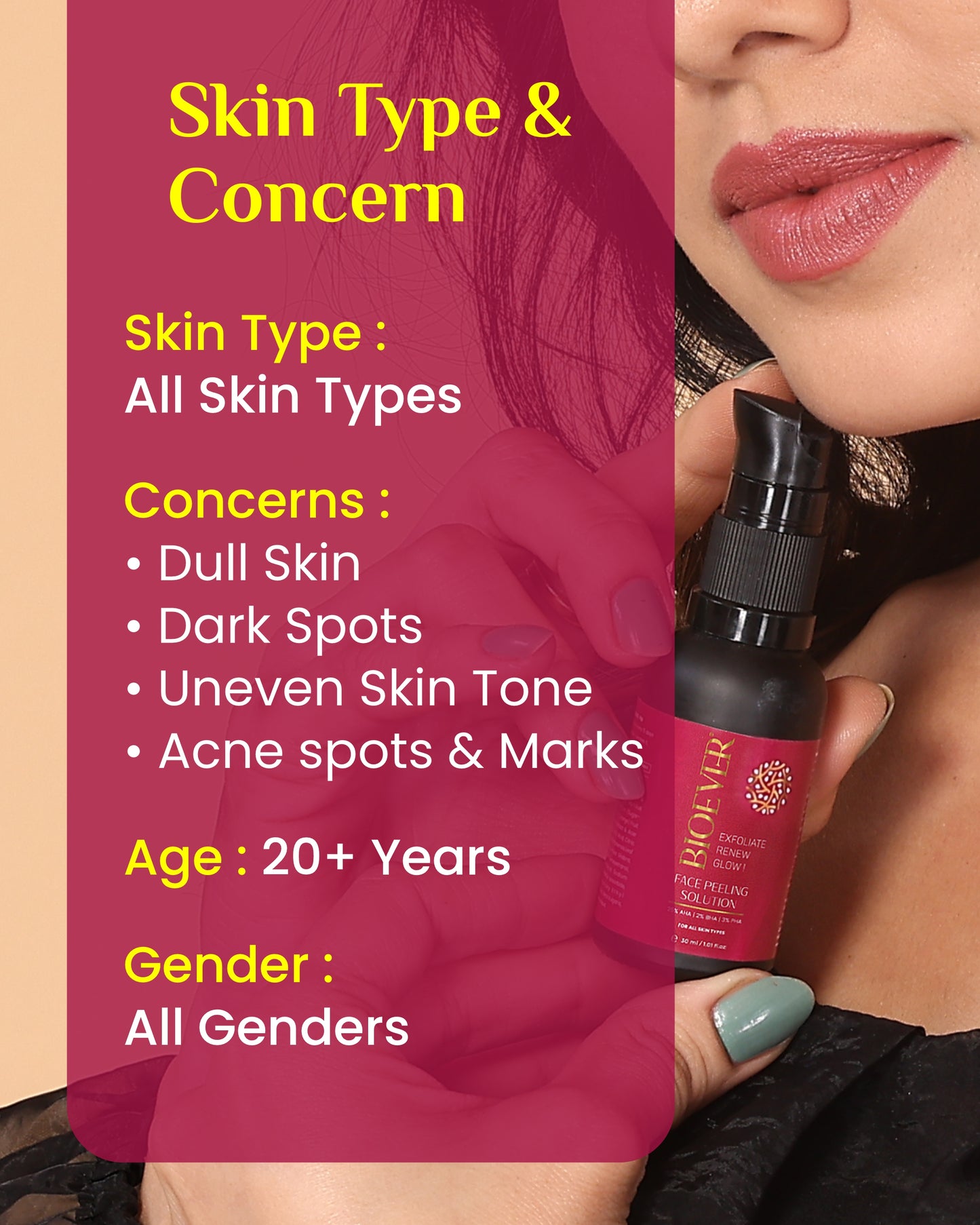 Bioever 25% AHA + 2% BHA + 3% PHA Peeling Solution for Face | 10-Minute Facial | Face peel for glowing skin & Even Toned skin | Exfoliating serum| Men & Women | At-home facial | 30ml