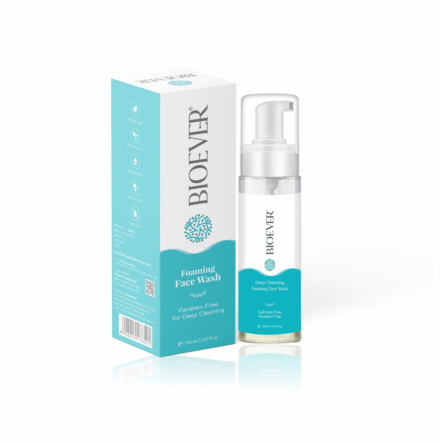 Foaming Organic Face Wash! Gentle Face Wash for Dry Skin! Foam Cleanser for Acne Free Clear Skin! sulphate & Paraben free Sensitive Skin Face Wash for Women! All Natural Face Wash 150ml