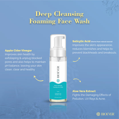 Foaming Organic Face Wash! Gentle Face Wash for Dry Skin! Foam Cleanser for Acne Free Clear Skin! sulphate & Paraben free Sensitive Skin Face Wash for Women! All Natural Face Wash 150ml