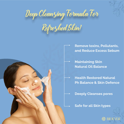 Foaming Organic Face Wash! Gentle Face Wash for Dry Skin! Foam Cleanser for Acne Free Clear Skin! sulphate & Paraben free Sensitive Skin Face Wash for Women! All Natural Face Wash 150ml