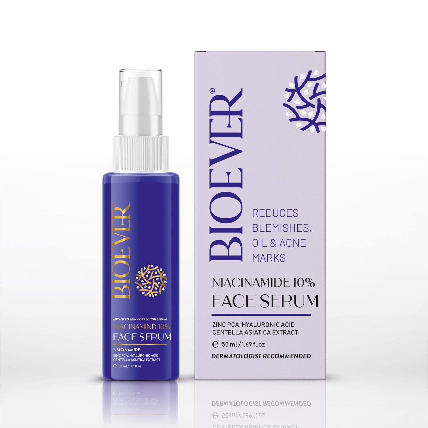 Bioever 10% Niacinamide Face Serum With Cica, Zinc PCA & Hyaluronic Acid for Clear, Blemish Free, Bright Skin. All Skin Types - 50ml